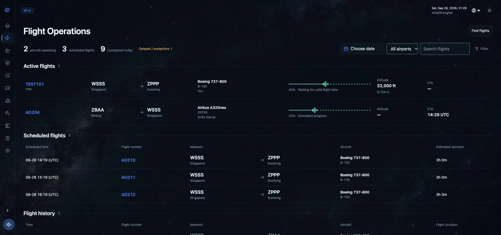 Your flight operations board